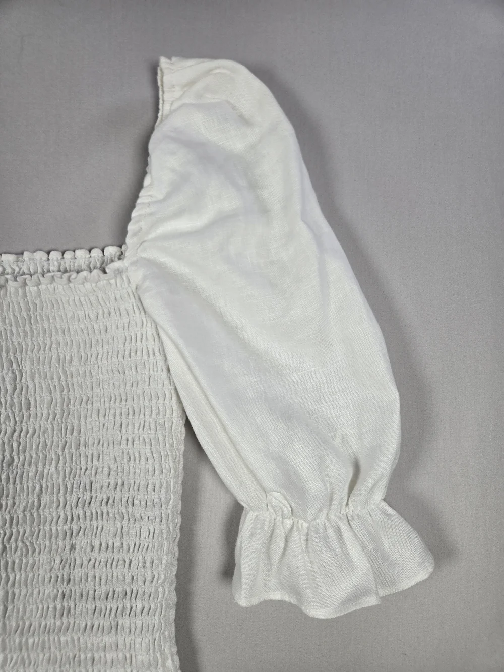 NWT Reformation Clementine Smocked Linen Boho Cottage Blouse White Small